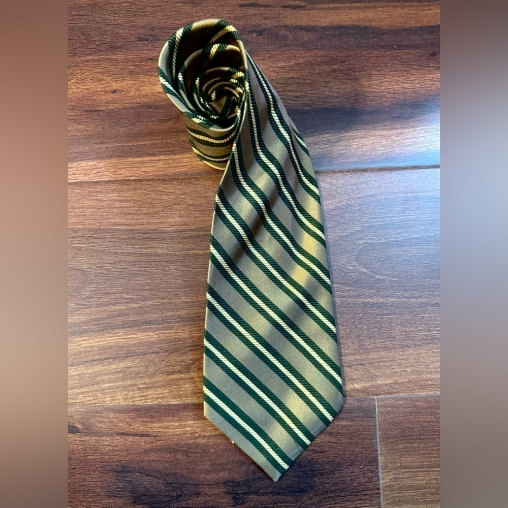 BROOKS BROTHERS Pure Silk Stripes Light Brown Repp Tie Made In USA